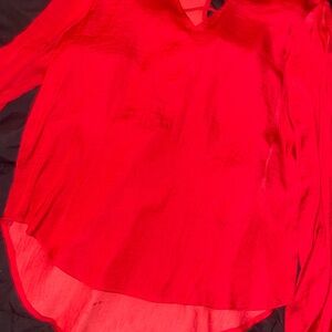 Red v cut blouse